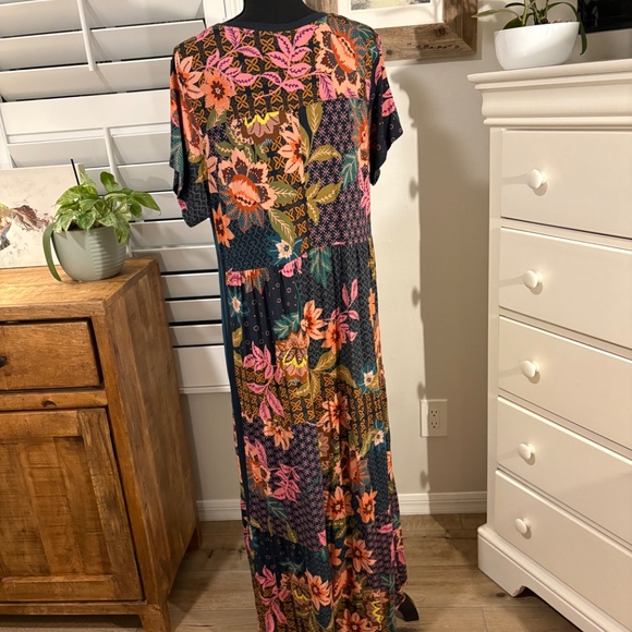 Johnny Was DELFINO TIERED CAP SLEEVE MAXI DRESS XL - Picture 3 of 10